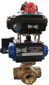 Actuated 3-Way Brass Ball Valve (Pneumatic)
