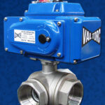 3-Way SS Ball Valve Blue EL Actuator Blue