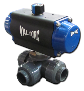 Actuated 3-Way PVC Ball Valve (Pneumatic)